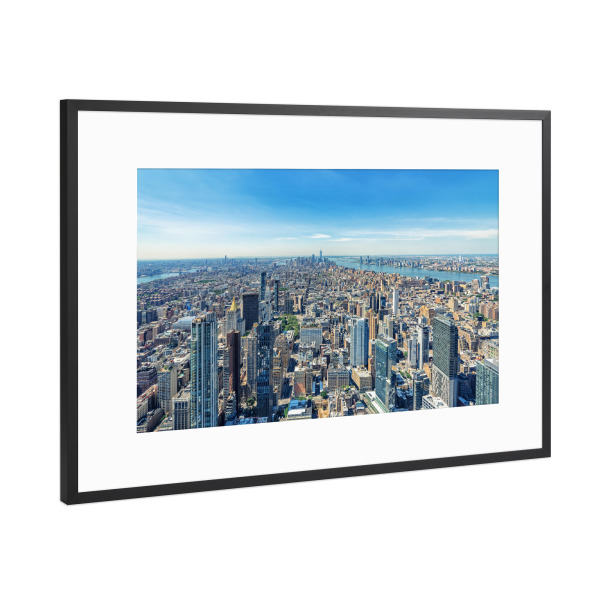Poster mit Rahmen Schwarz (Metallic) "Gebäude in Manhattan" artboxONE - Städte,Städte / New York,Reise,Architektur,Reise / Länder