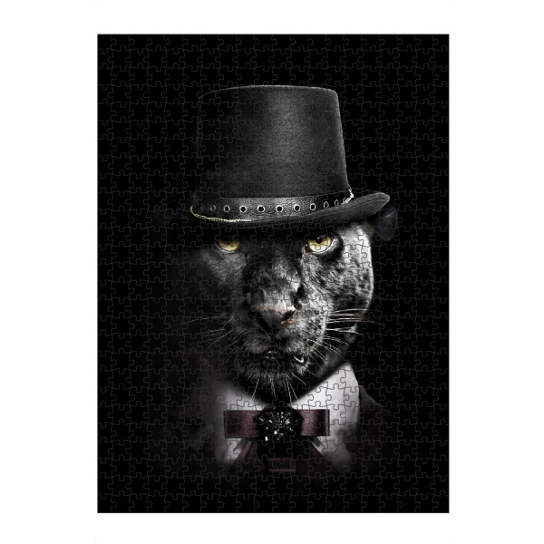 Puzzle Ravensburger "Edler Panther" artboxONE - Tiere - Panther,Jaguar,Leopard,Panther mit hut,Bekleidetes tier,Tier - Bild panther