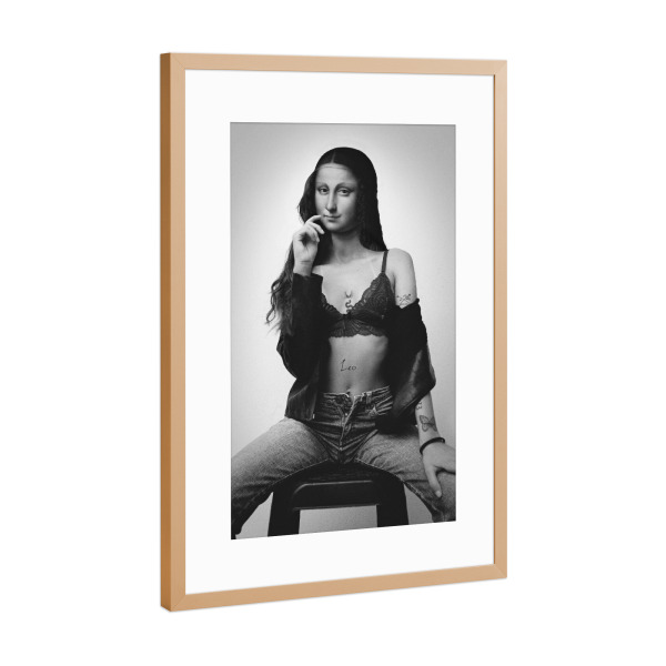 Poster mit Rahmen Kupfer "Heiße Mona" artboxONE - Menschen,Fashion - Pop-art,Moderne kunst,Zeitgenössische kunst,Vintage,Retro,Schwarz und weiß,Mona