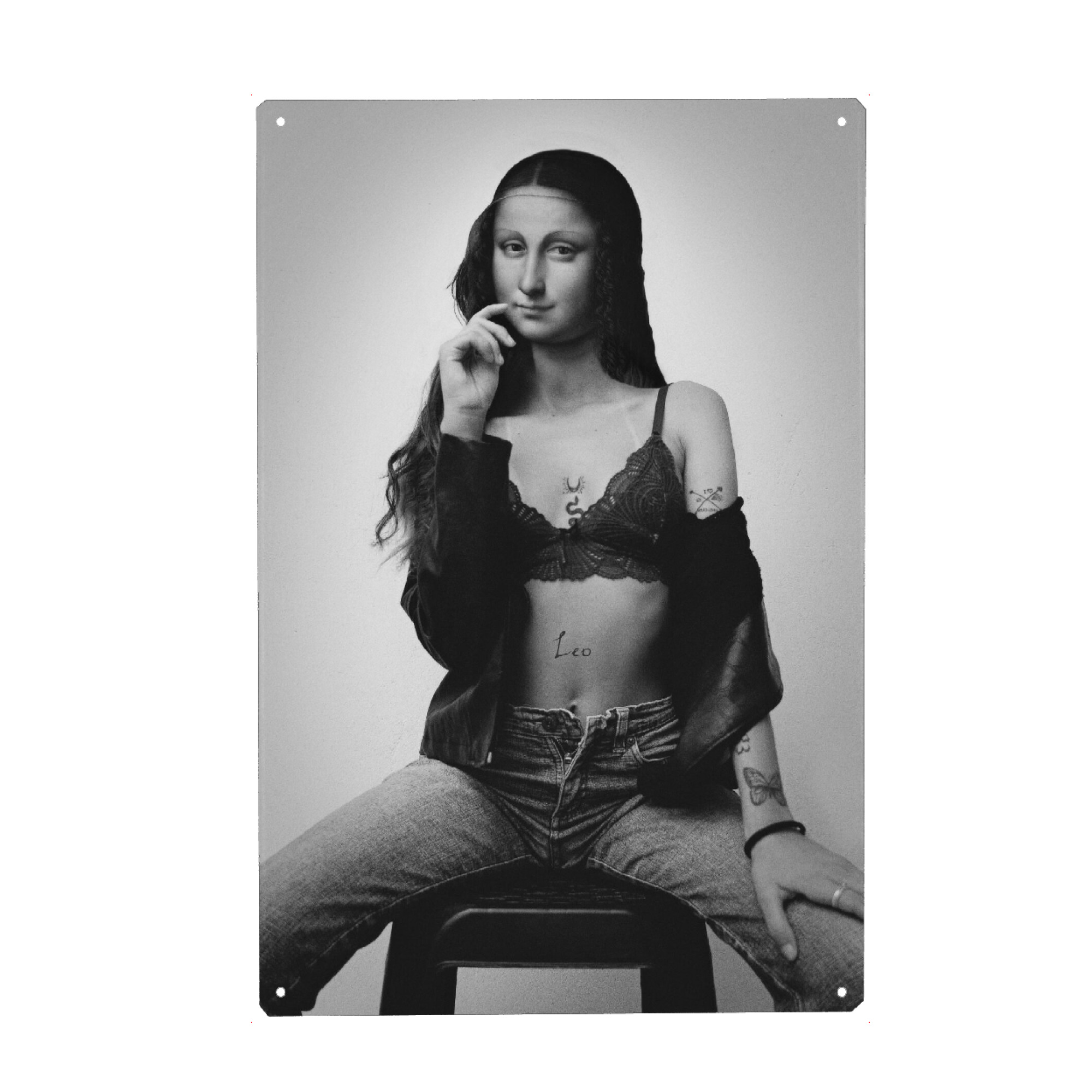 Holzbild "Heiße Mona" artboxONE - Menschen,Fashion - Pop-art,Moderne kunst,Zeitgenössische kunst,Vintage,Retro,Schwarz und weiß,Mona