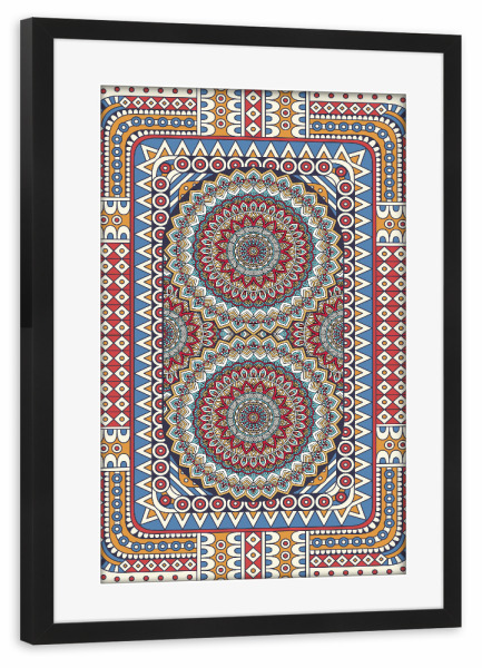 Poster mit Rahmen schwarz "Stammesfarbe" artboxONE - Abstrakt,Geometrie,Streetart - Mandala,Tribal,Vektor,Abstrakt,Indisch,Arabisch,Farbe