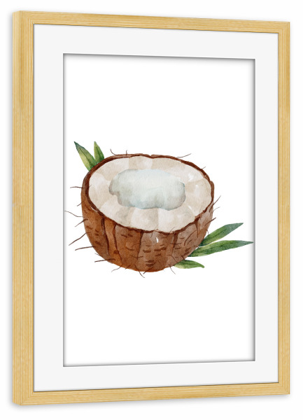 Poster mit Rahmen kiefer "Kokos zum ausdrucken" artboxONE - Essen & Trinken / Obst & Gemüse
