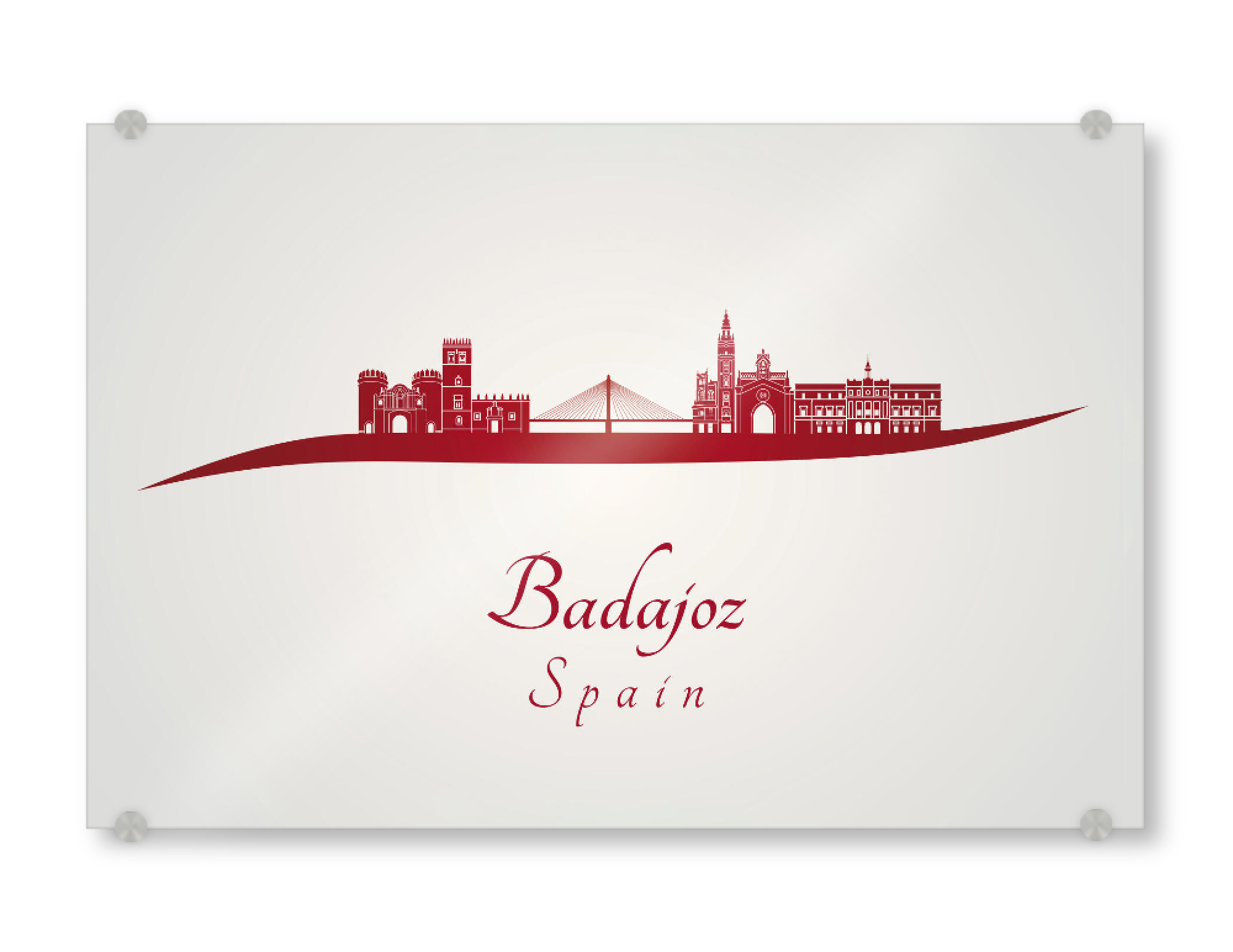 Acrylglasbild "Badajoz-Skyline in Rot" artboxONE - Städte - Skyline,Stadt,Denkmäler,Metropole,Reise,Tourismus,Geschenk,Souvenir,Rot