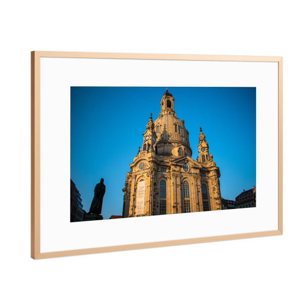 Poster mit Rahmen Kupfer "Dresdner Frauenkirche" artboxONE - Architektur