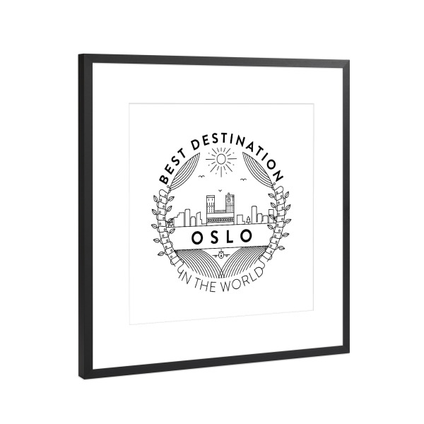 Poster mit Rahmen Schwarz (Metallic) "Oslo-Abzeichen" artboxONE - Städte,Reise