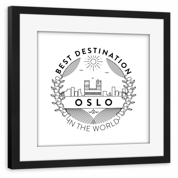 Poster mit Rahmen schwarz "Oslo-Abzeichen" artboxONE - Städte,Reise