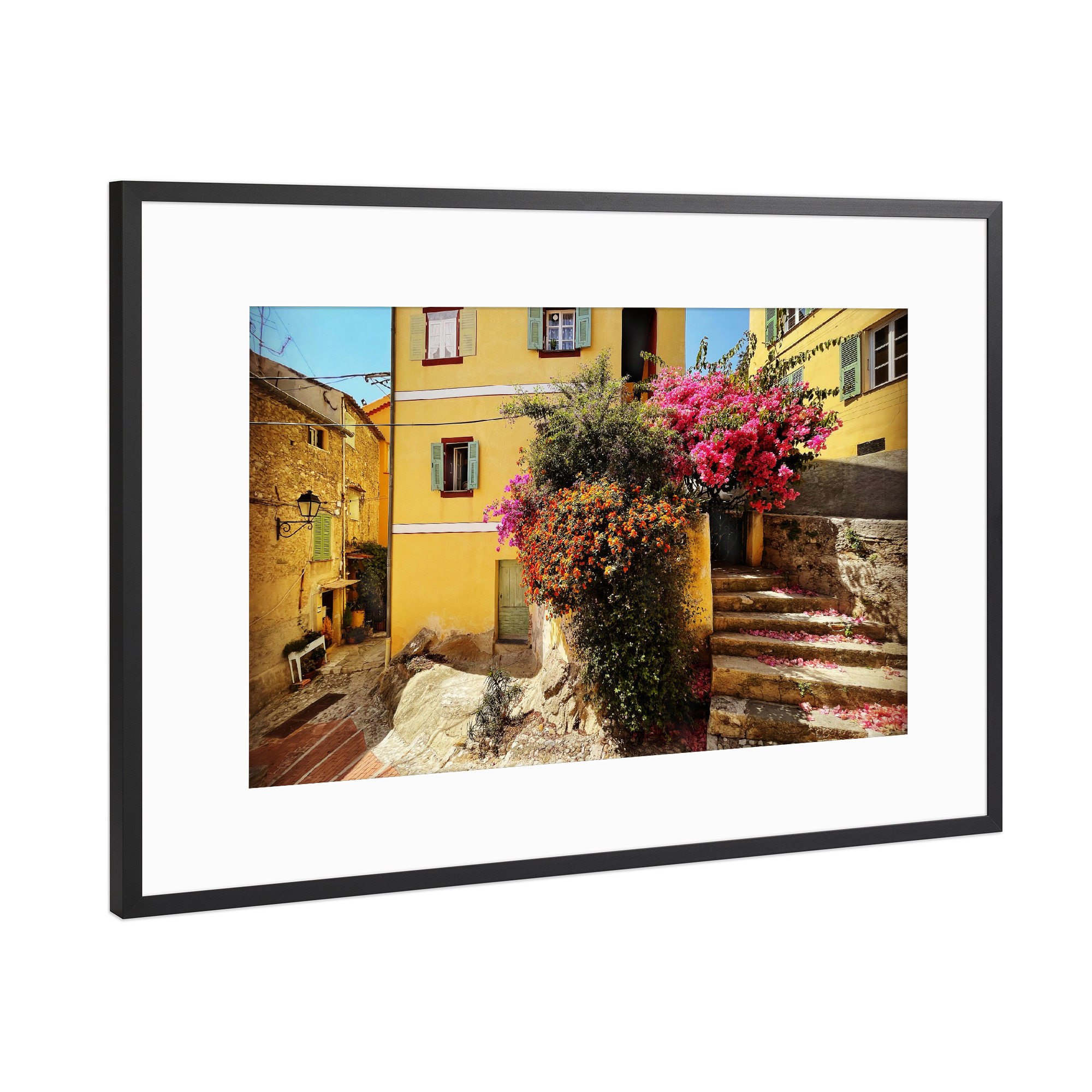 Poster mit Rahmen Schwarz (Metallic) "C'est coloré" artboxONE - Städte,Natur,Reise,Floral - Blumen,Frankreich,Cote d'azur