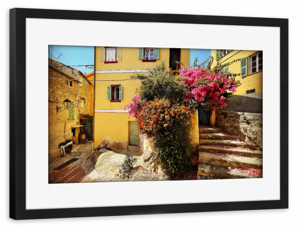 Poster mit Rahmen schwarz "C'est coloré" artboxONE - Städte,Natur,Reise,Floral - Blumen,Frankreich,Cote d'azur