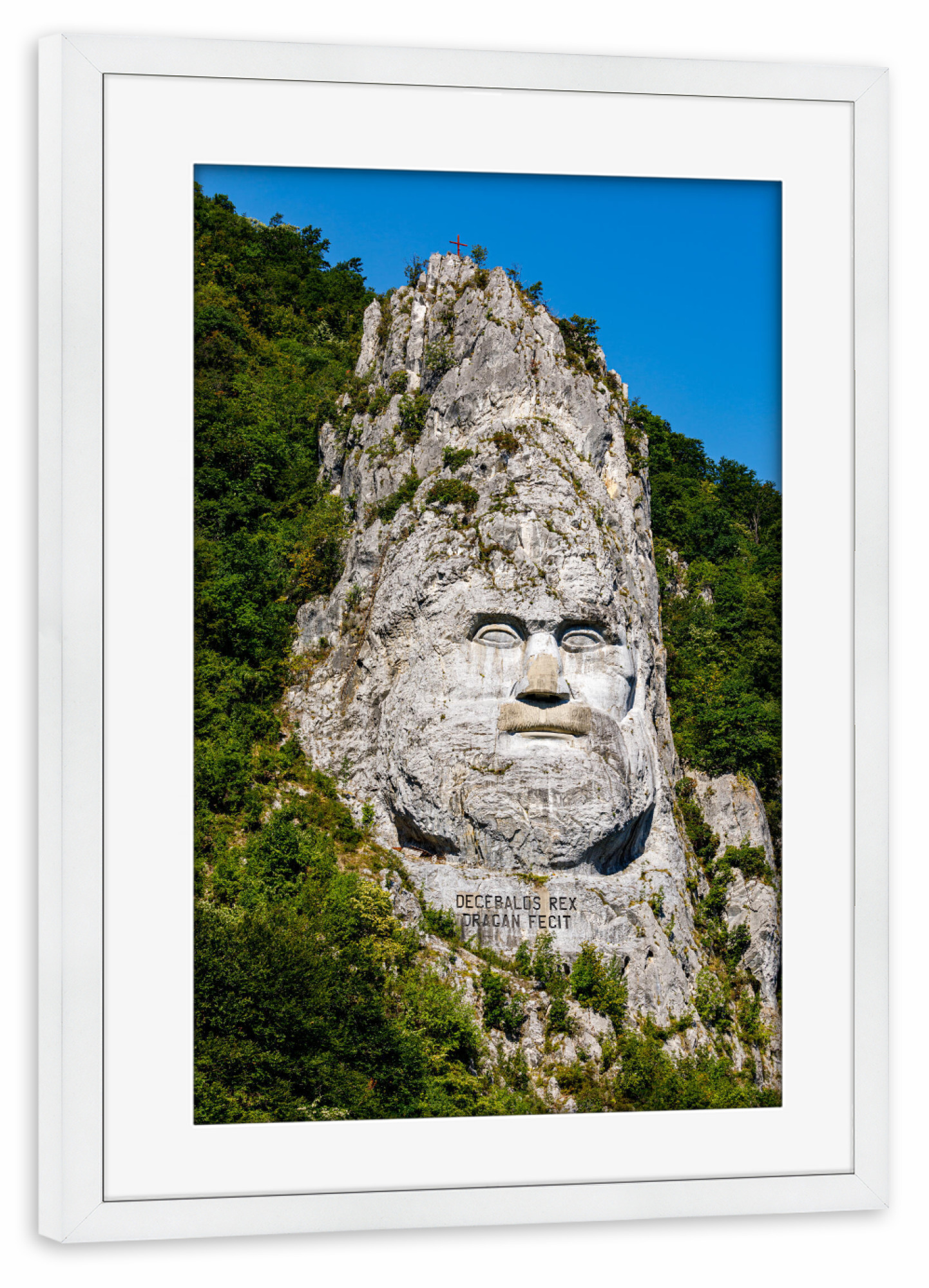 Poster mit Rahmen weiß "Dakerkönig Decebalus in Rumänien" artboxONE - Architektur