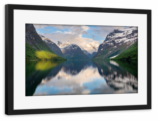 Poster mit Rahmen schwarz "Seeblick in Norwegen" artboxONE - Natur,Reise,Reise / Länder