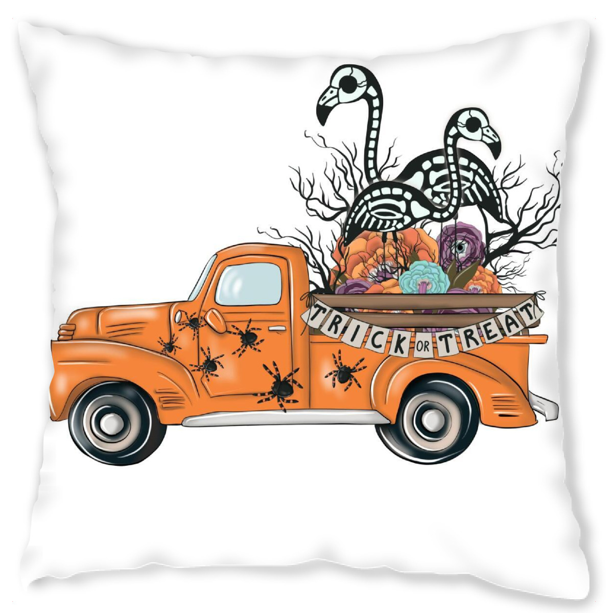 Design-Kissen "Halloween-LKW mit Flamingos" artboxONE - Floral,Automobile,Halloween,Lustig
