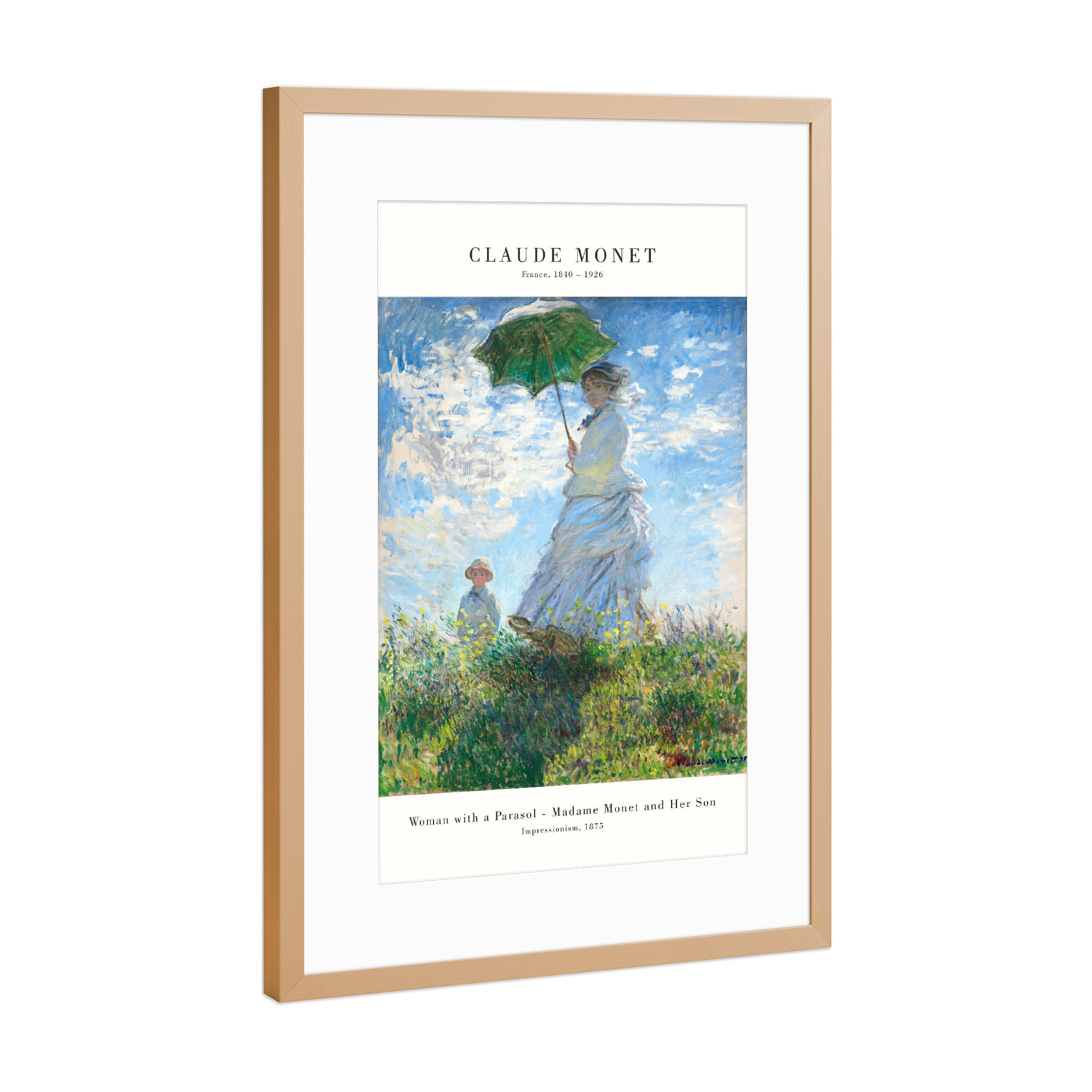 Poster mit Rahmen Kupfer "Monet - Dame mit dem Schirm" artboxONE - Natur,Menschen