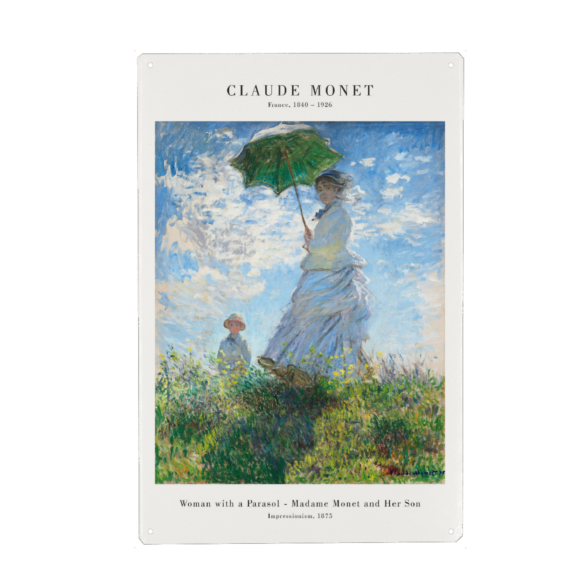 Metall Poster "Monet - Dame mit dem Schirm" artboxONE - Natur,Menschen