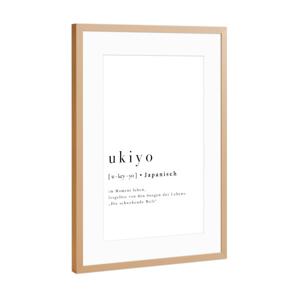 Poster mit Rahmen Kupfer "Ukiyo Definition" artboxONE - Typografie,Menschen