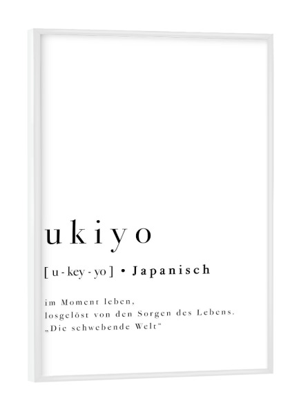 Poster mit weißem Rahmen "Ukiyo Definition" artboxONE - Typografie,Menschen