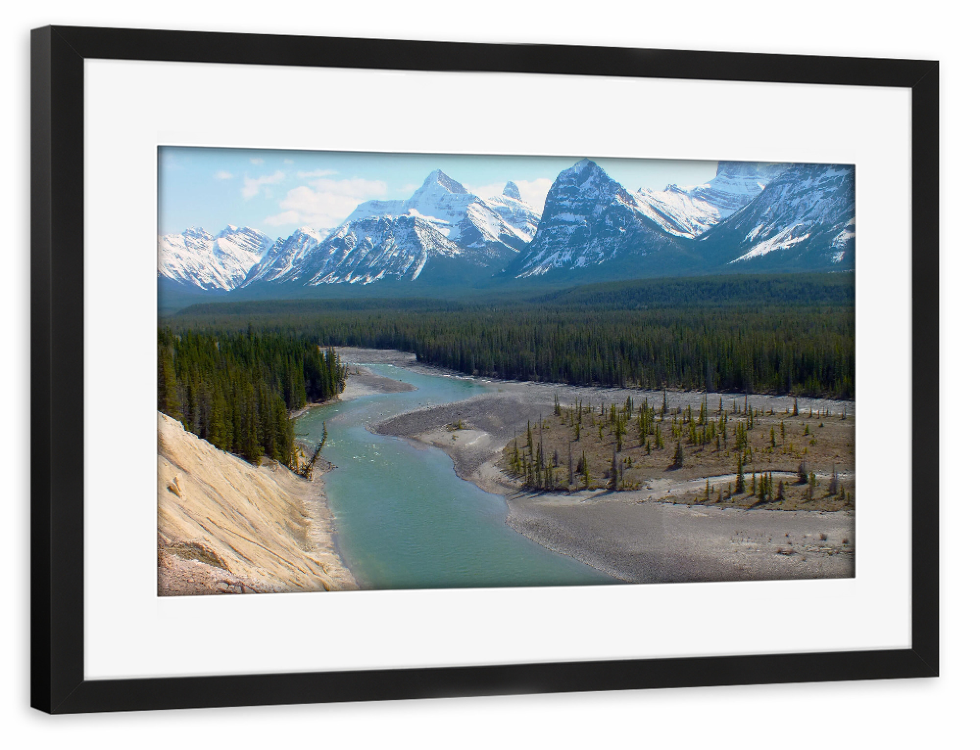 Poster mit Rahmen schwarz "Der Athabasca River in den Rockies" artboxONE - Natur,Reise,Reise / Länder