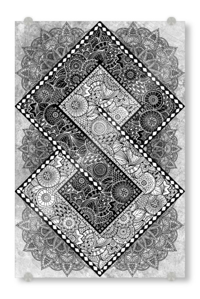 Acrylglasbild "Stammes-Yang" artboxONE - Abstrakt,Geometrie - Mandala,Yin und yang,Vektor,Abstrakt,Arabisch,Indisch,Schwarz und weiß,Yin,Yang