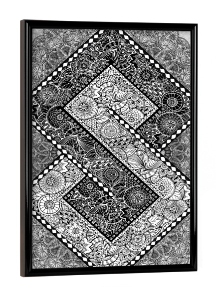 Poster mit schwarzem Rahmen "Stammes-Yang" artboxONE - Abstrakt,Geometrie