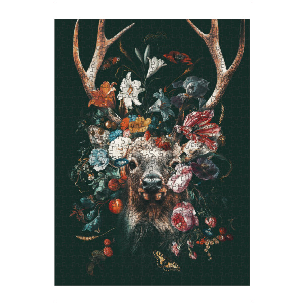 Puzzle Ravensburger "Blumen Hirsch" artboxONE - Floral,Tiere - Blumen,Hirsche,Geweihe,Elche,Blumenstrauß - Bild blumen