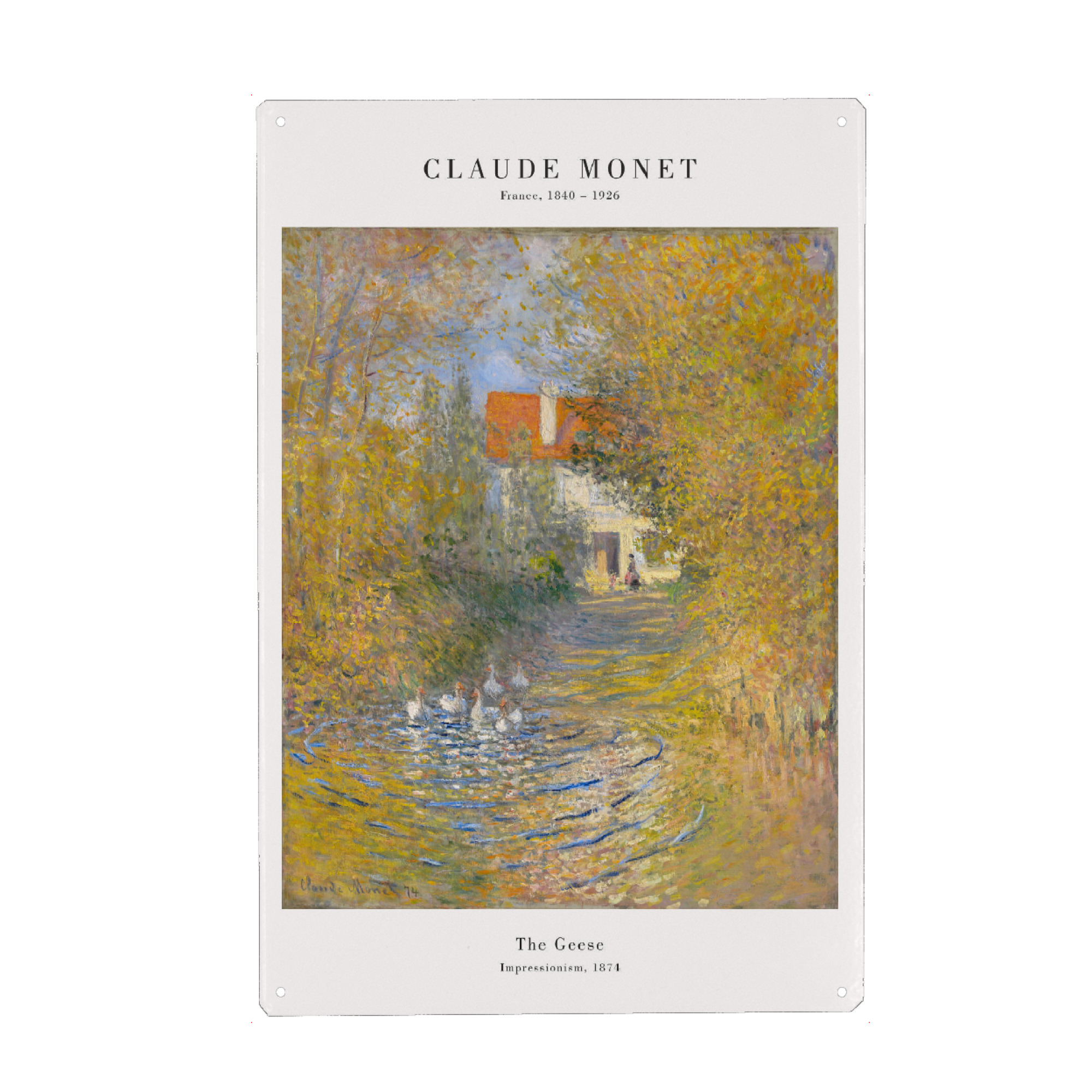 Metall Poster "Monet - Die Gänse" artboxONE - Natur - Monet,Landschaft,Garten,Natur,Herbst,Kunst,Malerei,Gemälde - Blechschild