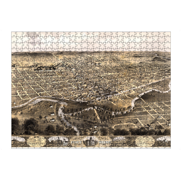 artboxONE Puzzle "Fort Wayne - Indiana" artboxONE - Kartografie - Karte,Flach,Stadt,Alte,Retro,Abbildung,Reise,Souvenir - Bild karte
