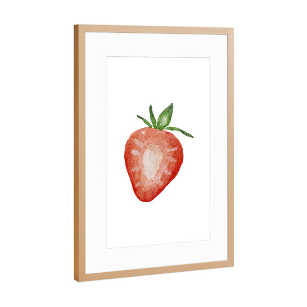 Poster mit Rahmen Kupfer "Aquarell-Erdbeer-Essen" artboxONE - Essen & Trinken / Obst & Gemüse