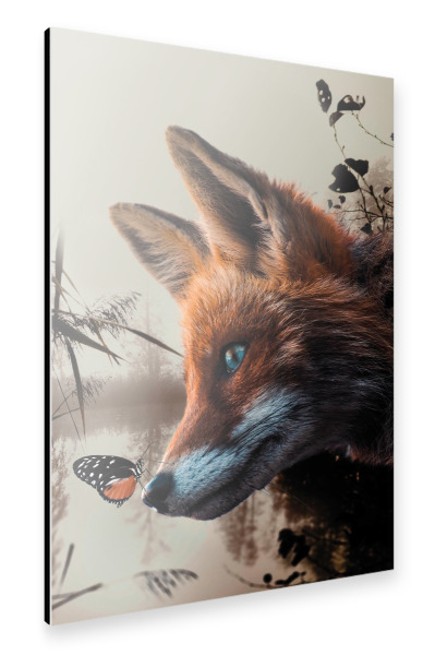 Alu-Dibond "Fuchs mit Schmetterling" 30x20 cm artboxONE