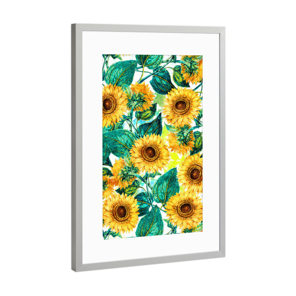 Poster mit Rahmen Silber "Helianthus Annuus" artboxONE - Natur,Floral