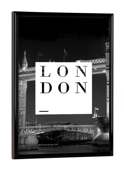 Poster mit schwarzem Rahmen "London bw" artboxONE - Städte / London,Typografie,Schwarzweiß,Architektur