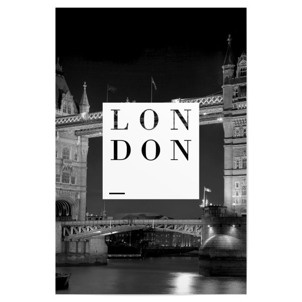 Poster "London bw" artboxONE - Städte / London,Typografie,Schwarzweiß,Architektur - London,Brücke,England,Wahrzeichen,Schwarz und weiß,Fotografie