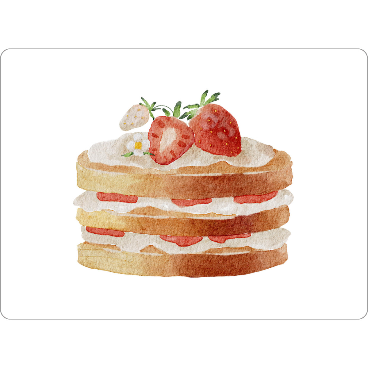 Tischset "Kuchen mit Erdbeeren" artboxONE - Essen & Trinken - Erdbeere,Kuchen,Essen,Dessert,Süß,Erdbeerkuchen,Kunst,Obst,Aquarell - Bild erdbeere