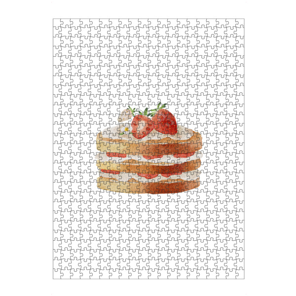Puzzle Ravensburger "Kuchen mit Erdbeeren" artboxONE - Essen & Trinken - Erdbeere,Kuchen,Essen,Dessert,Süß,Erdbeerkuchen,Kunst,Obst,Aquarell