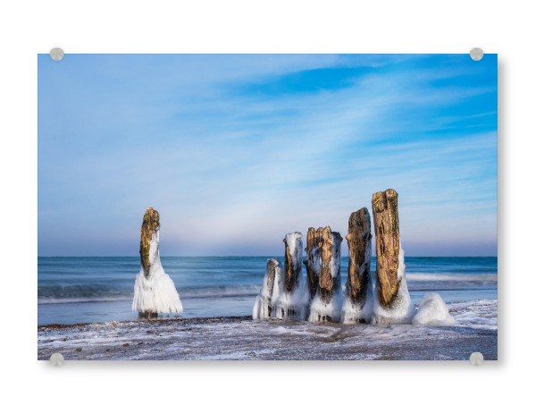 Acrylglasbild "Buhne, Eis und Ostsee" artboxONE - Natur,Reise,Reise / Strand und Meer