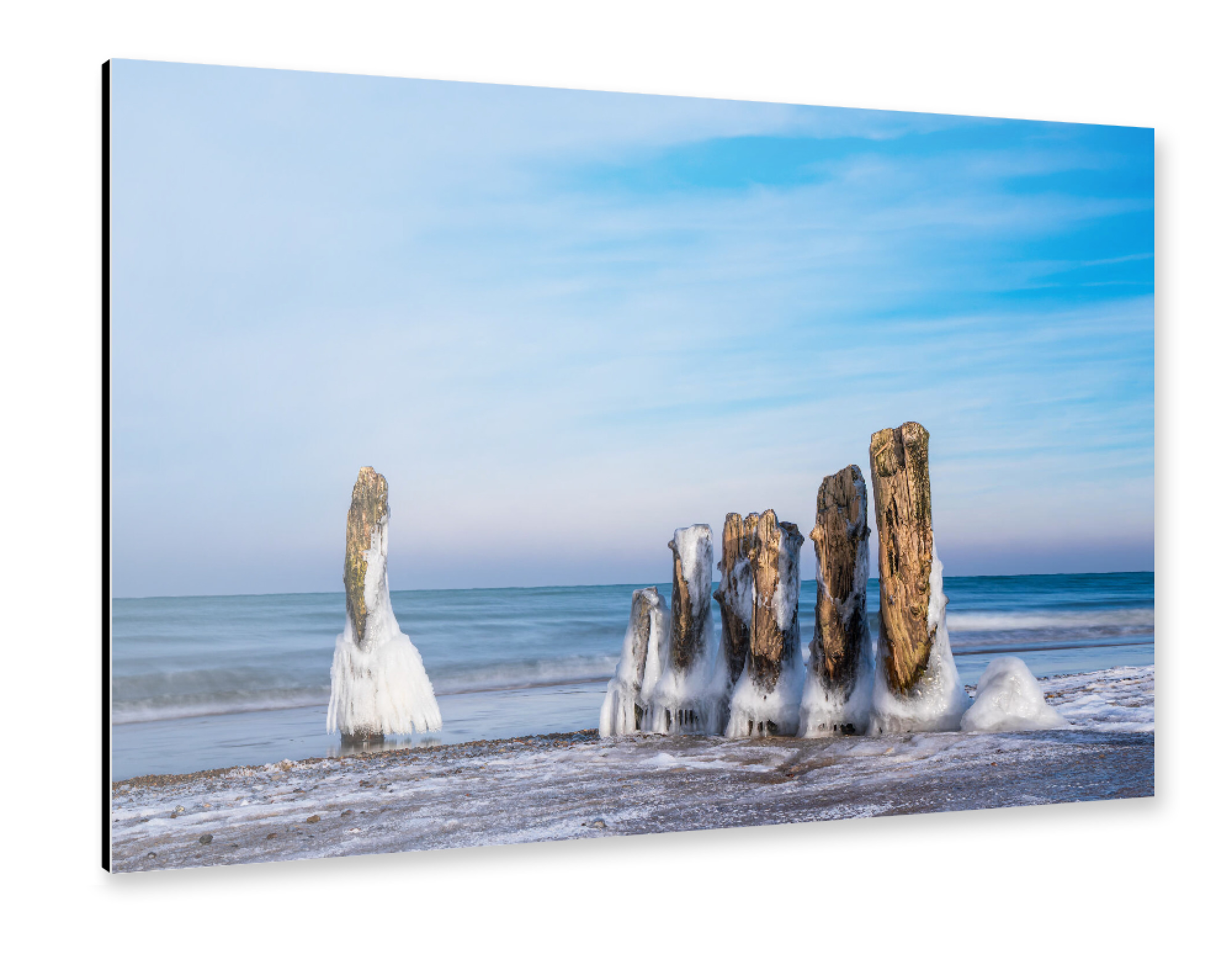 Alu-Dibond "Buhne, Eis und Ostsee" 75x50 cm artboxONE