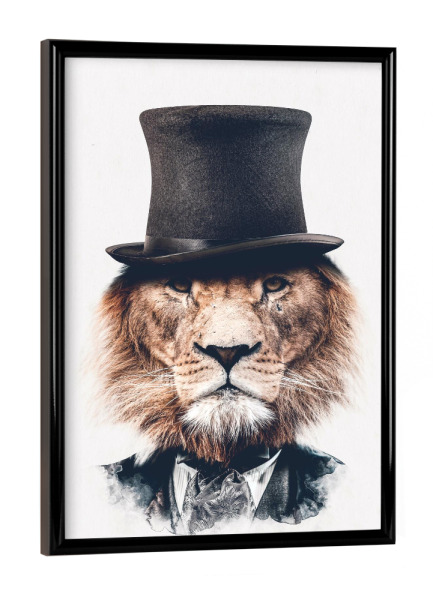 Poster mit schwarzem Rahmen "Edles Löwenlicht" artboxONE - Tiere