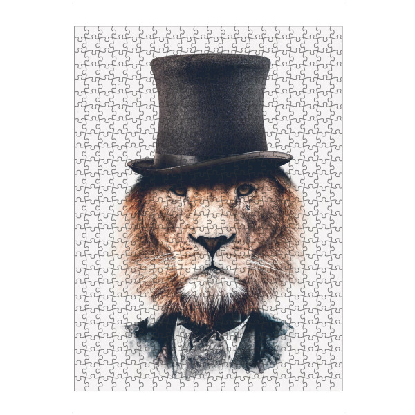 Puzzle Ravensburger "Edles Löwenlicht" artboxONE - Tiere - Löwe,Löwe mit hut,Tier mit kleidung,Löwe mit kleidung,Zylinder,Hut,Große katze,Tier