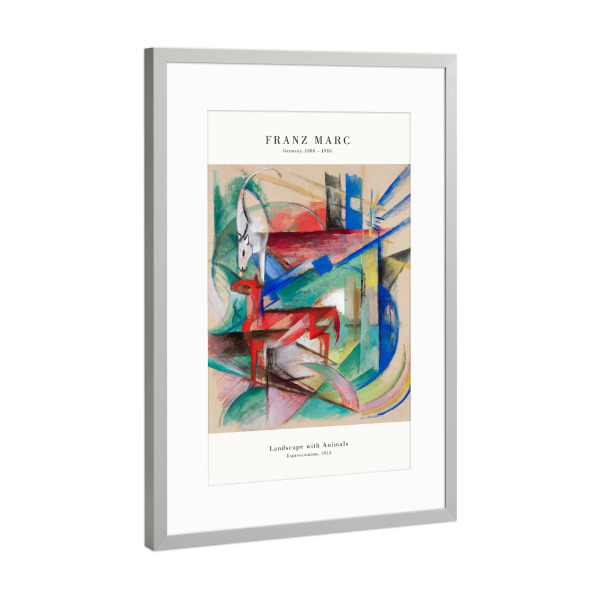 Poster mit Rahmen Silber "Marc - Landschaft mit Tieren" artboxONE - Tiere,Abstrakt