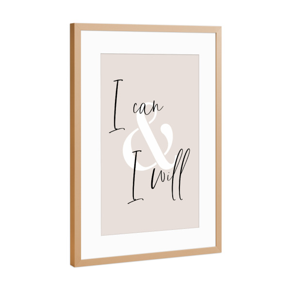 Poster mit Rahmen Kupfer "Ich kann & Ich will" artboxONE - Typografie