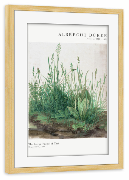 Poster mit Rahmen kiefer "Dürer - Das große Rasenstück" artboxONE - Natur,Floral - Rasen,Gras,Natur,Wiese,Dürer,Kunst,Malerei,Gemälde,Pflanze