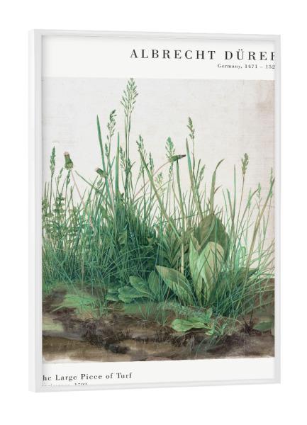 Poster mit weißem Rahmen "Dürer - Das große Rasenstück" artboxONE - Natur,Floral - Rasen,Gras,Natur,Wiese,Dürer,Kunst,Malerei,Gemälde,Pflanze