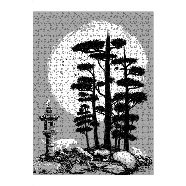 Puzzle Ravensburger "Bonsai-Wald" artboxONE - Tiere,Städte / Tokio - Bonsai,Wald,Baum,Natur,Leopard,Katze,Katze,Tier,Sonne,Tempel,Japan,Tokio,Kyoto