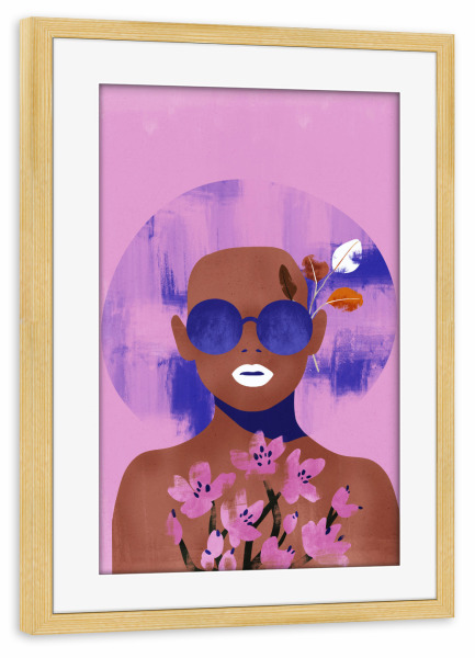 Poster mit Rahmen kiefer "Porträt Blumenrosa" artboxONE - Natur,Floral,Abstrakt