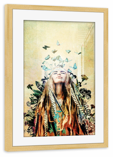 Poster mit Rahmen kiefer "Einheimische Frau" artboxONE - Natur,Floral,Menschen,Liebe