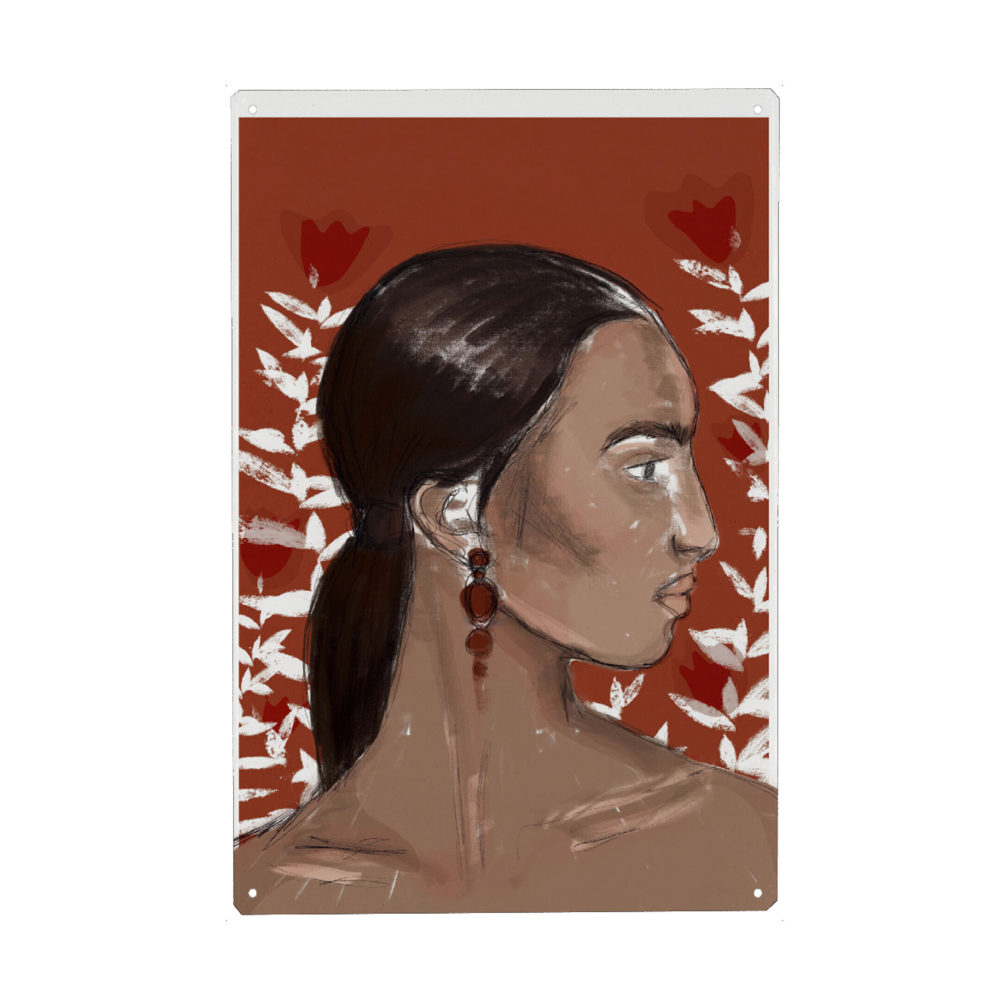 Metall Poster "The Beginning (Portrait)" artboxONE - Floral,Menschen - Frau,Frauen,Portrait,Schön,Schönheit,Gesicht,Treechild,Profil,Mensch,Menschen