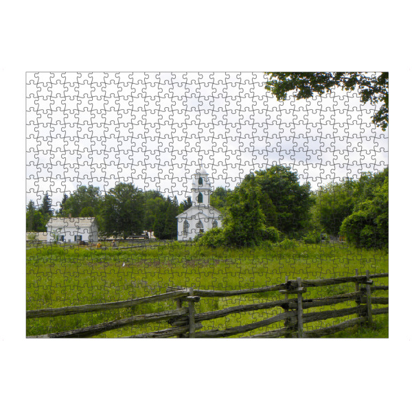 artboxONE Puzzle "Landleben mit weißer Holzkirche" artboxONE - Reise,Reise / Länder