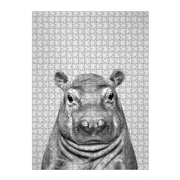 artboxONE Puzzle "Baby-Flusspferd - Schwarz & Weiß" artboxONE - Natur,Reise,Für Kinder,Tiere,Reise / Afrika