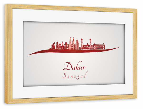 Poster mit Rahmen kiefer "Dakar-Skyline in Rot" artboxONE - Städte,Architektur