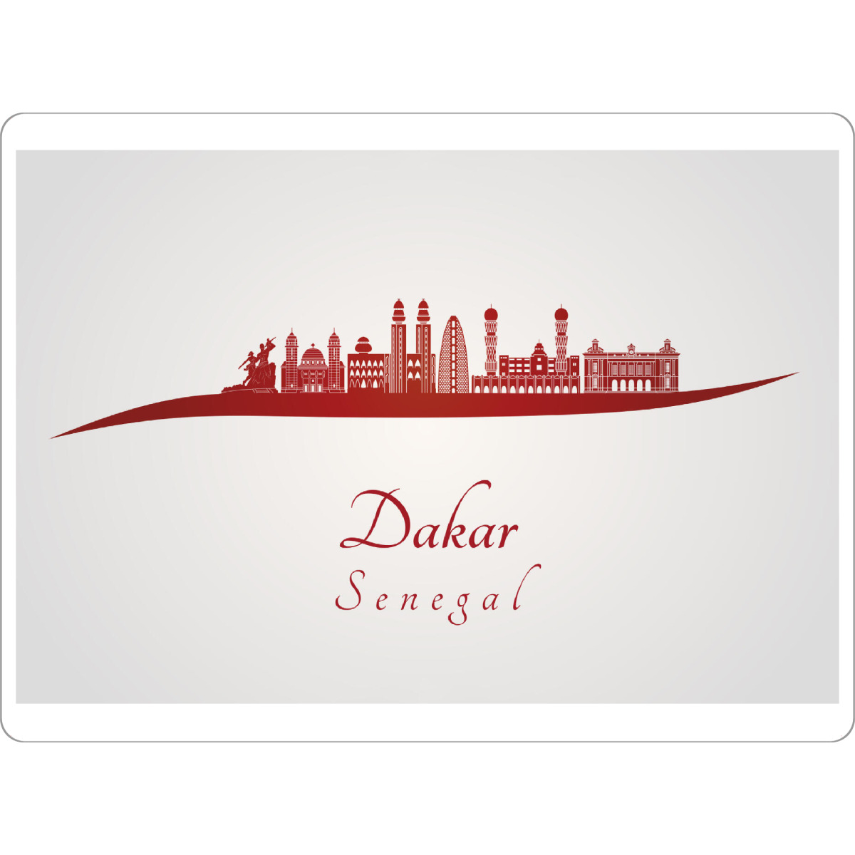 Tischset "Dakar-Skyline in Rot" artboxONE - Städte,Architektur - Stadt,Skyline,Denkmäler,Aquarell,Tourismus,Reise,Speicher,Bunt,Rote farbe