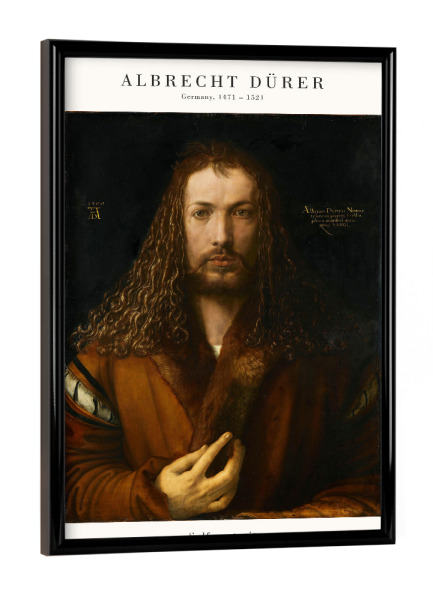 Poster mit schwarzem Rahmen "Dürer - Selbstportrait" artboxONE - Menschen - Portrait,Mann,Schönheit,Dürer,Kunst,Malerei,Gemälde
