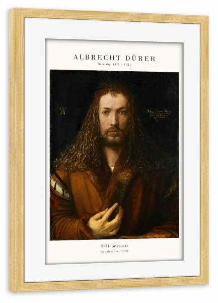 Poster mit Rahmen kiefer "Dürer - Selbstportrait" artboxONE - Menschen - Portrait,Mann,Schönheit,Dürer,Kunst,Malerei,Gemälde